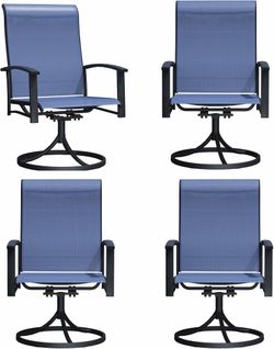 Outdoor Swivel Rocker Dining Chair Set of 4, All Weather Patio Dining Chair with Textilene High Back and Metal Frame, Backyard, Lawn Garden and Deck P