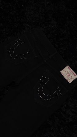 TRUE RELIGION GENO Relaxed STUD Black Rinse SLIM JEANS Men's