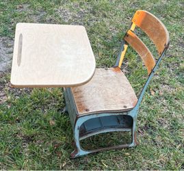 Antique School Desk 50’s-60’s Adjustable With Book Storage Underneath Vintage