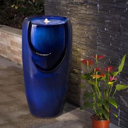 Glitzhome 21.25" H Ceramic Vase Outdoor Water Fountain- #1111