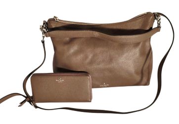Kate Spade New York Brown Pebbled Leather Crossbody Bag + Matching Wallet Set