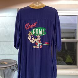 WB Bowling League Shirt M Blue Yellow Carrot Bowl Bugs Bunny 1953 League Champ