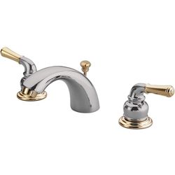 Kingston Brass GKB954 Magellan Mini Widespread Lavatory Faucet with Retail Pop-up, Chrome with Polished Brass Trim