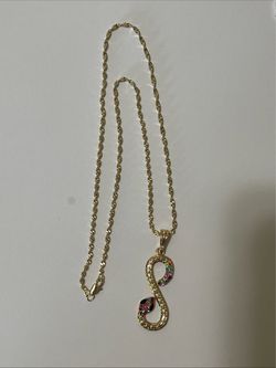Gold Tone Snake Pendant Necklace with Colorful Rhinestones and chain/necklace