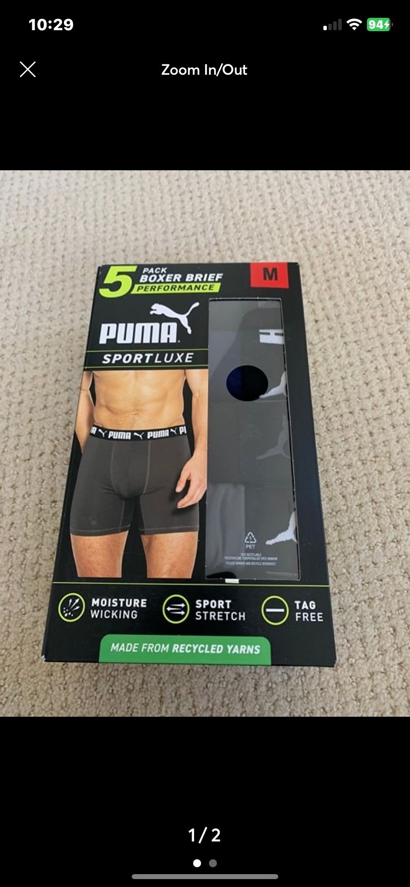 Puma Boxer Briefs 5 Pack Men’s Medium – NEW