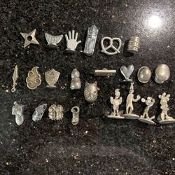 23 Pcs Monopoly & Other Board Game Pieces Pewter Character Movers