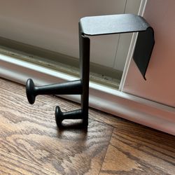 Over The Door, Black Dual Hook Clothes Hanger