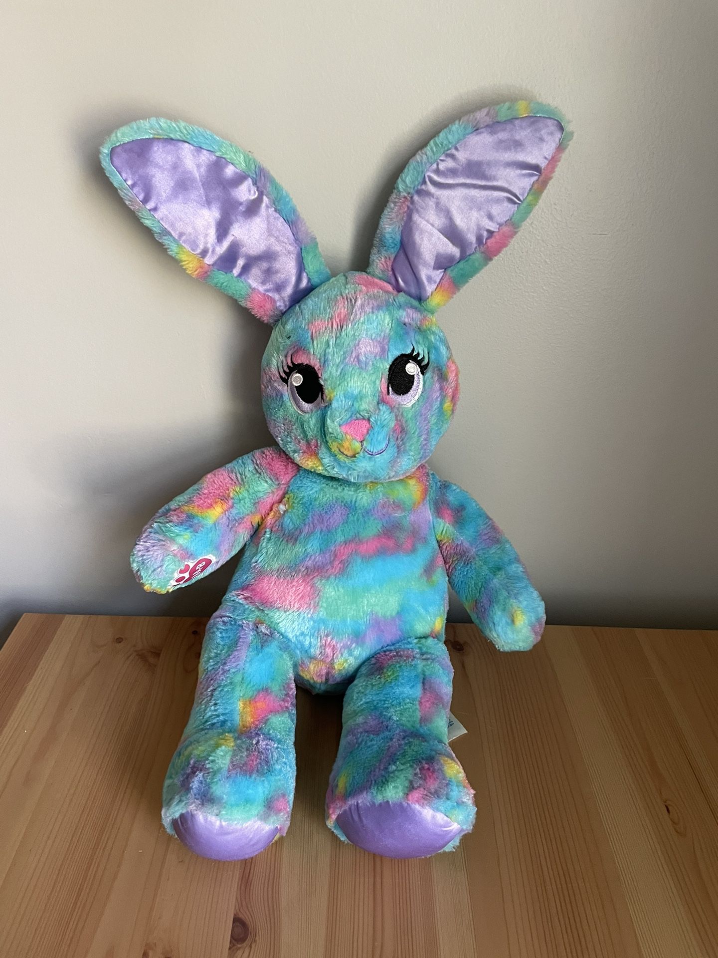 Build A Bear Workshop Tie Dye Bunny Rabbit Easter Rainbow Purple Blue Pink BABW