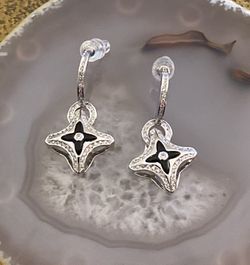 LV logo Brass Sterling Silver Post NEW Costume Jewelry 