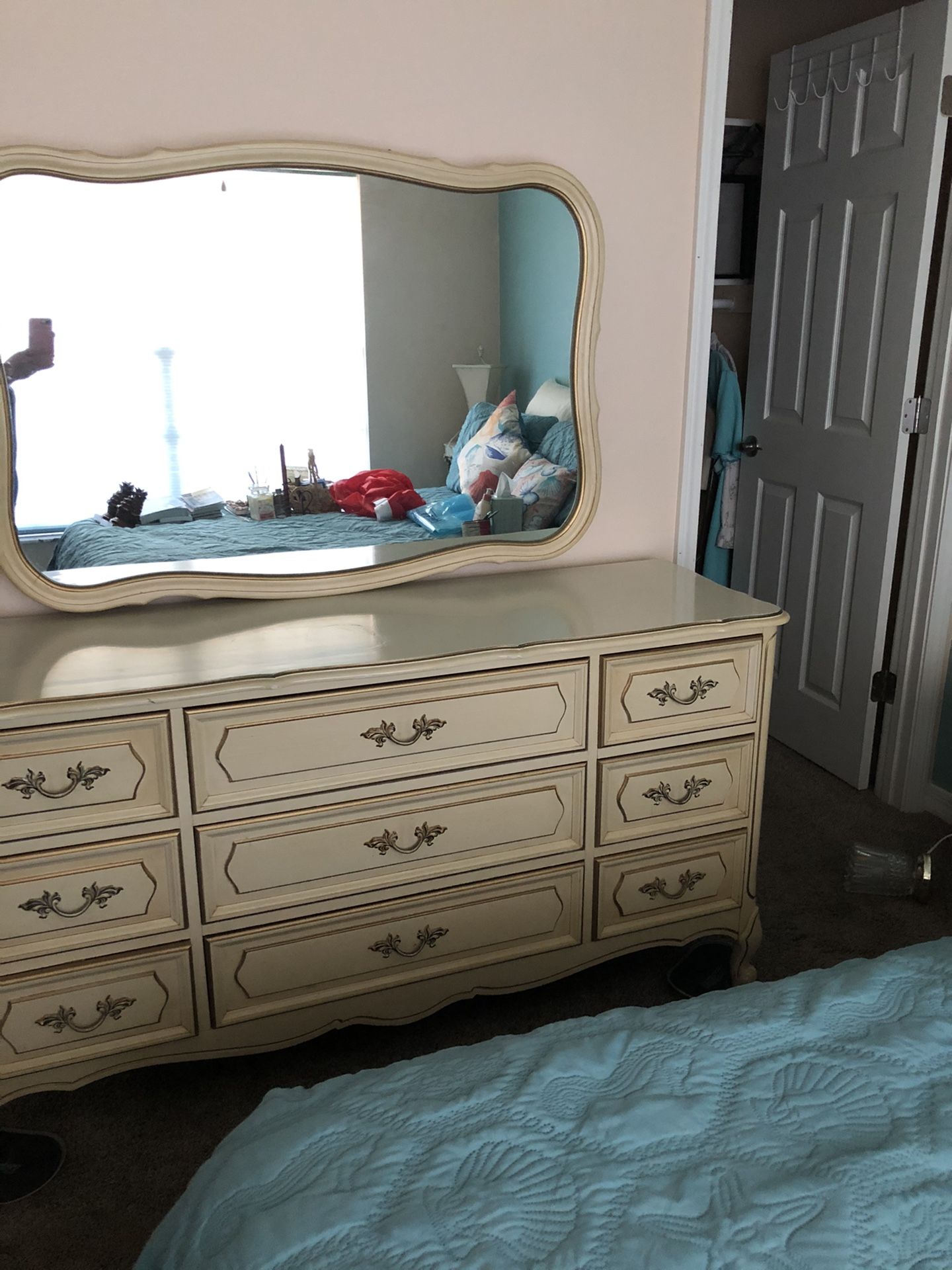 Dresser mirror and nightstand