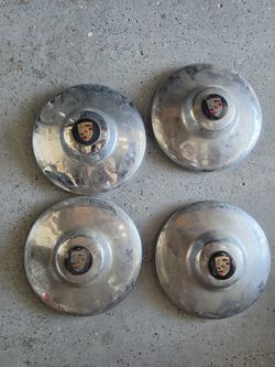 Vintage Porsche 356C 911 912 Chrome Hubcaps Set of 4 w/ Crests Used