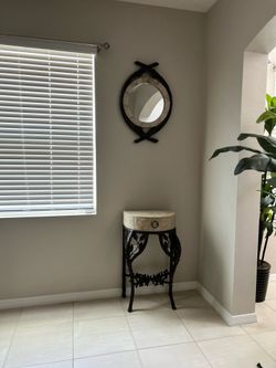 Matching Mirror & Half-Moon Console Table Set