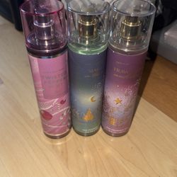 3 Brand New Bath And Body Works Sprays Christmas Sprays!
