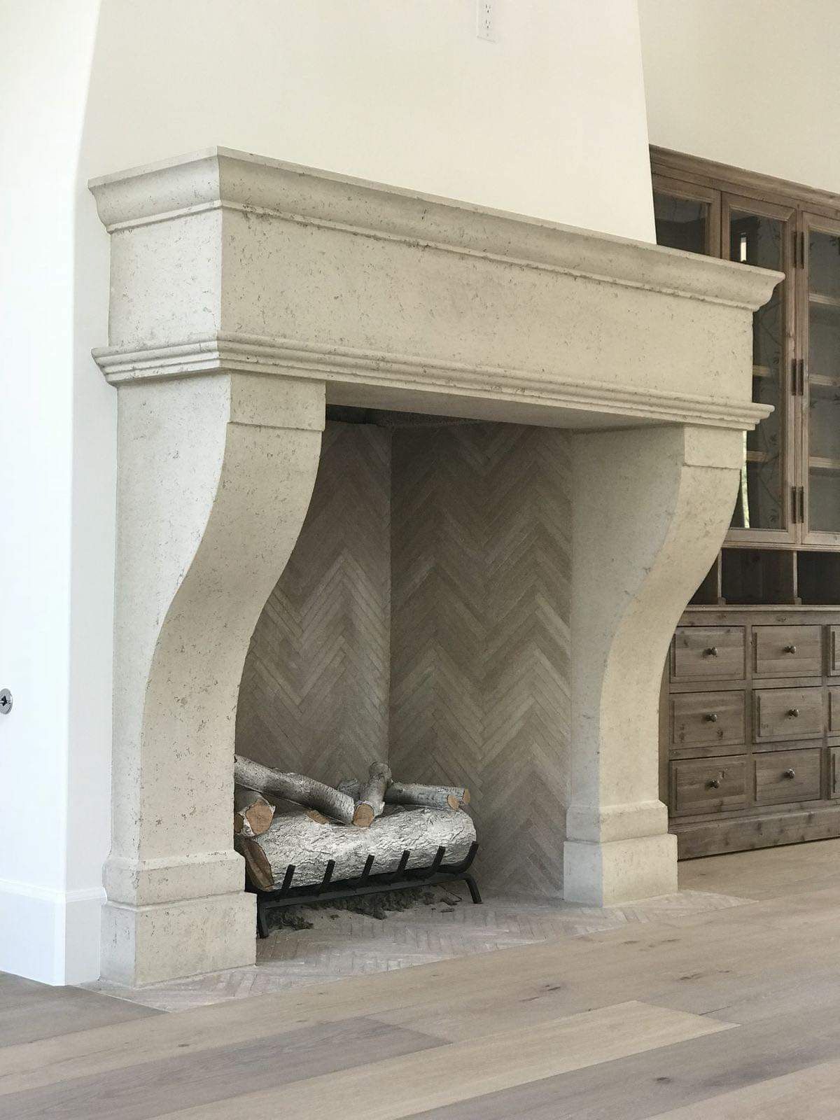 Limestone Fireplace