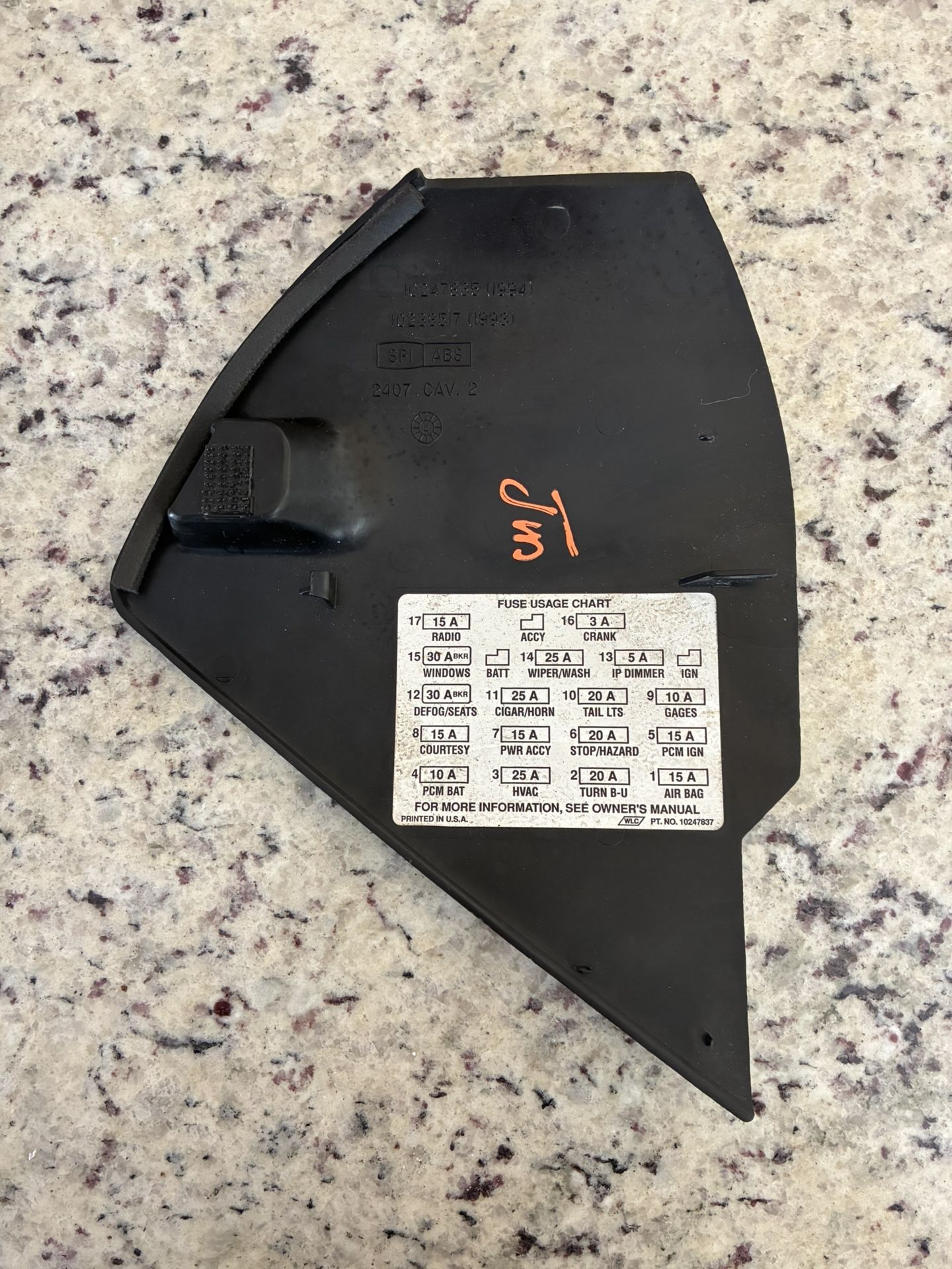 93-96 Chevrolet Camaro RS SS Z28 Dash Board Fuse Box Trim Panel Cover OEM GM  