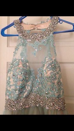 Size 14 Blue and Gold Prom Dress