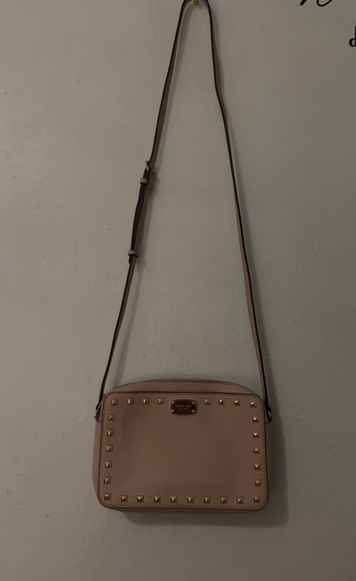 Michael Kors light Pink Purse With Gold Studs