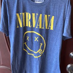 NIRVANA T-Shirt Smiley Face Logo large blue
