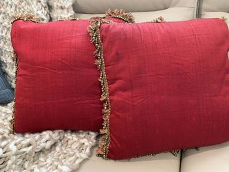 2 Red Silk Pillows