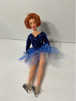 Vintage 1998 Mattel Michelle Kwan Olympic Ice Skater Doll - Blue Outfit & Skates