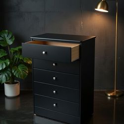 New Black 5-Drawer Dresser Tall Chest⚜️