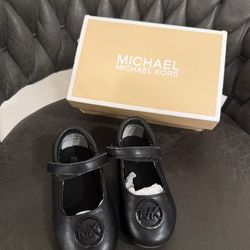 Michael Kors toddler girl Black shoes with MK Medallion