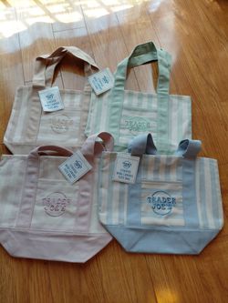 Trader joes striped mini canvas tote bags