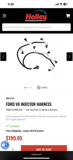 Ford Holley Efi Ev1 Injector Sub Harness