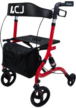 Rollator Walkers for Seniors with Seat,8" Front Wheel,Foldable Rollator Walker,E