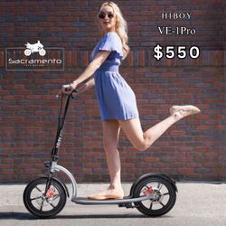 Brand New Electric Scooter For Sale In Sacramento! Hiboy VE1 Pro – 500W motor, 23 MPH, 16” tires, 31-mile range – Only $550 at Sacramento ATV Motors!