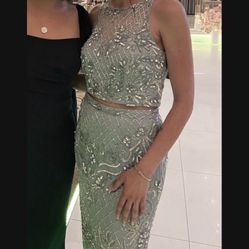 Adrianna Papell 2 Piece Beaded Blue Dress Size Small