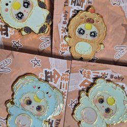 8 baby three metal pin / badges a bundle of special faces amaIng set! #babythree