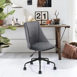 Homy Casa CIAN GREY Velvet Office Chair with Adjustable Gas Lift and Steel Frame, Open Box