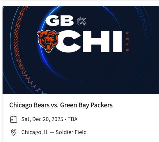 4 Tickets Chicago Bears Vs Green Bay Packers