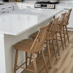 High Back Windsor Chair 24" Counter/Seat Height, "Harwich" (Natural Color) Barstool - by Threshold™ (Brand New)