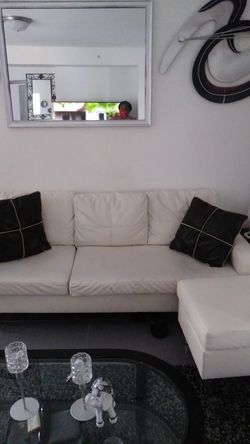 White leather sofa