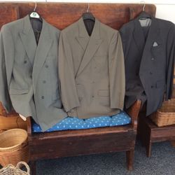 Men’s Double Breasted Suits Size 42/44 Jacket & 35/36-32 Pants Each