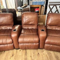 3-Chair Theater Manual Recliner Seats