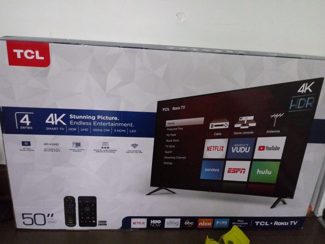 Tcl 50 in 4k Roku TV brand new never out the box