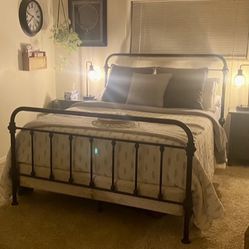 Queen Wrought Iron Bed Frame & Boxsprings
