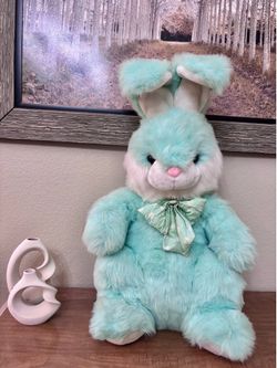 Large Mint Green Easter Bunny Plush Stuffed Animal 28” Soft Rabbit Bow
