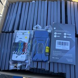 DEERLAMN Case for iPhone 15 with Slide Camera Cover + Screen Protector (2 Packs), Rotated Ring Kickstand Military Grade Shockproof Protective Cover-Na