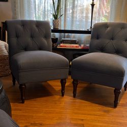 Pair Of Comfy Armless Chairs