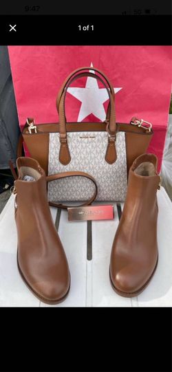 Michael Kors Taryn Small Signature Logo and Leather Convertible Crossbody Bag NWT Michael Kors heel ankle boots- Women's - Black/Brown size 8 (No Bo