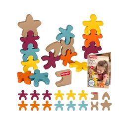 New Fisher Price Montessori Wooden Stacking Shapes