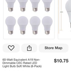 60-Watt Equivalent A19 Non-Dimmable CEC Rated LED Light Bulb Soft White (8-Pack