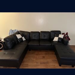 Black Leather Couch 