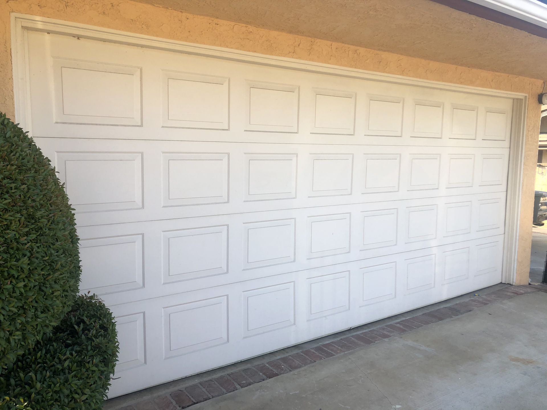 16x7 used garage door short panel almond color