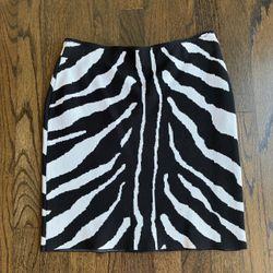 WINDSOR Black White Zebra Stripe Animal Print Knit Mini Skirt High Waisted Small