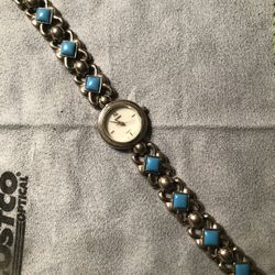 Gitano Watch, Silver & Turquoise 